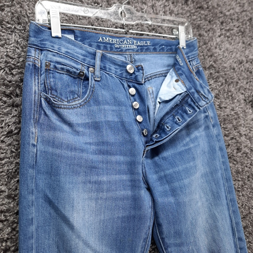 American Eagle Jeans Women 2 Blue Hi-Rise Girlfriend Destroy Button Fly Pants